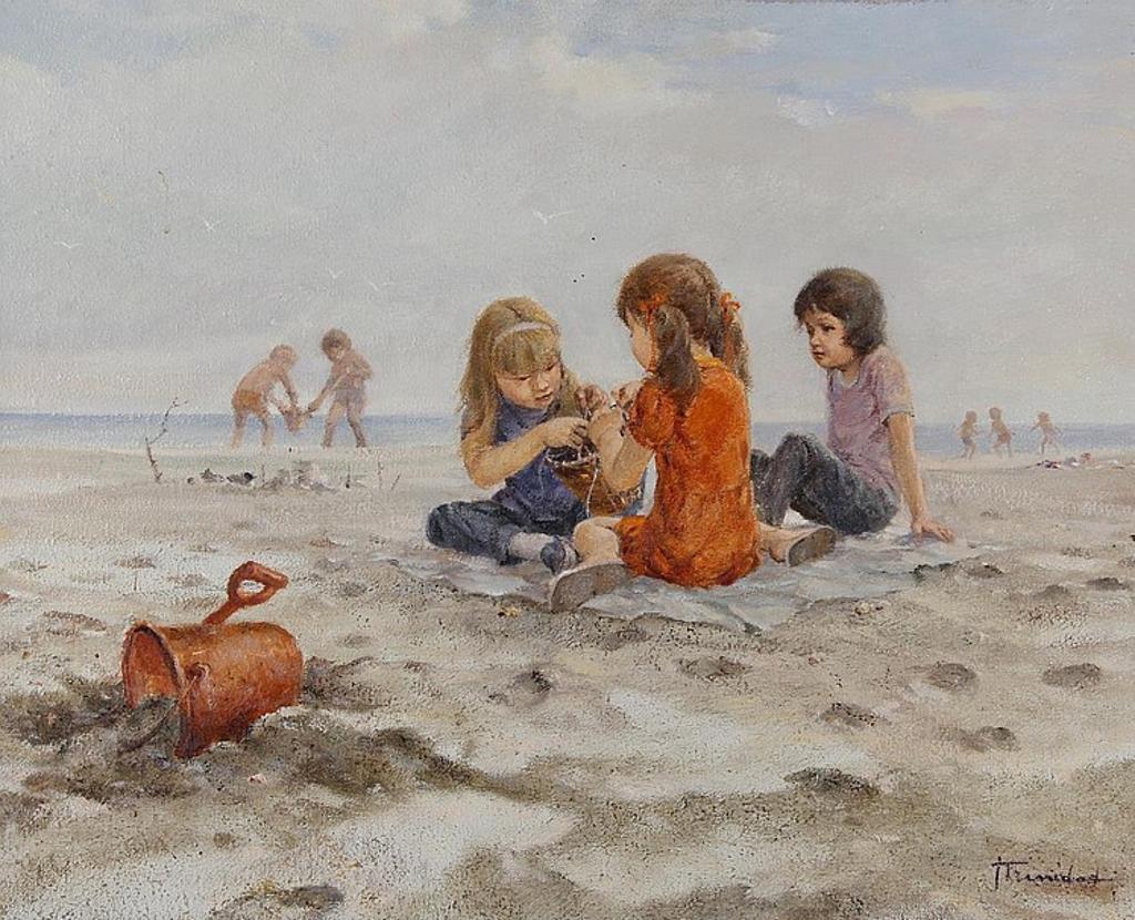 Jose Trinidad (1924-2019) - Untitled - Children on a beach