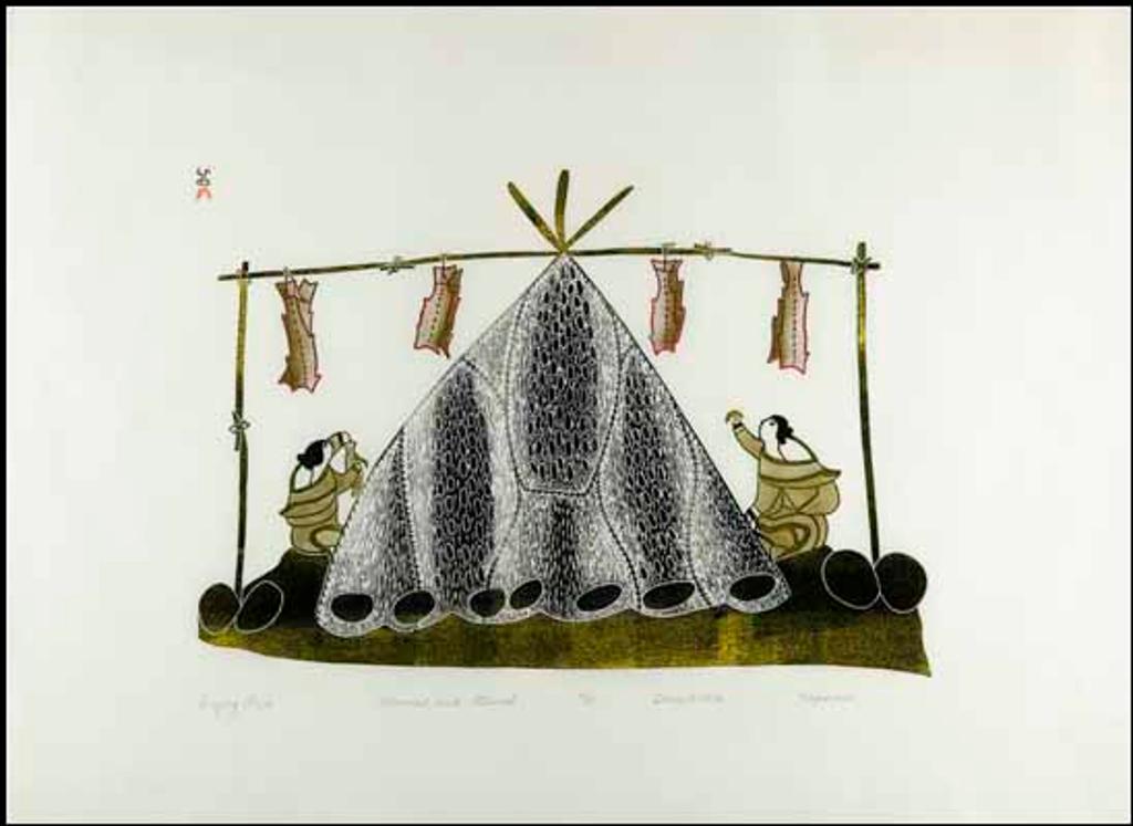 Napatchie Pootoogook (1938-2002) - Drying Fish