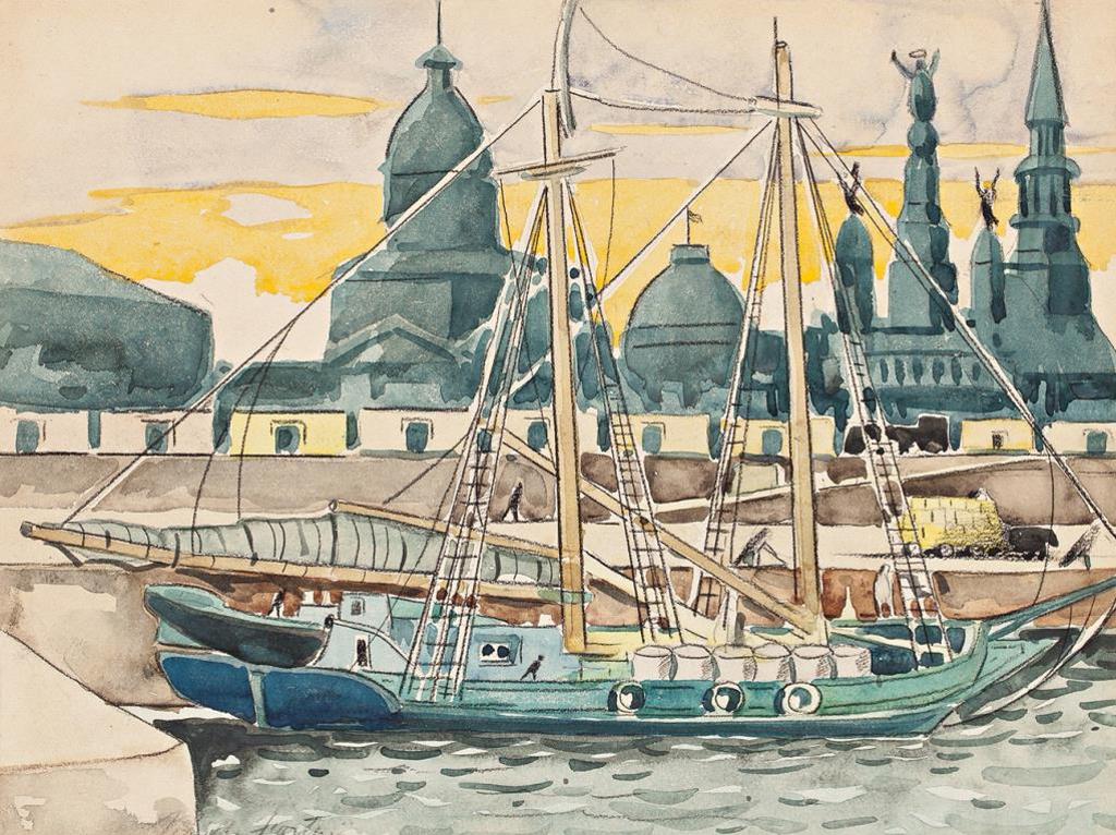 Marc-Aurèle Fortin (1888-1970) - Barge, Port of Montreal