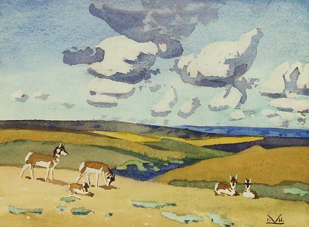 Illingworth Holey (Buck) Kerr (1905-1989) - Pronghorn Does And Young; 1980