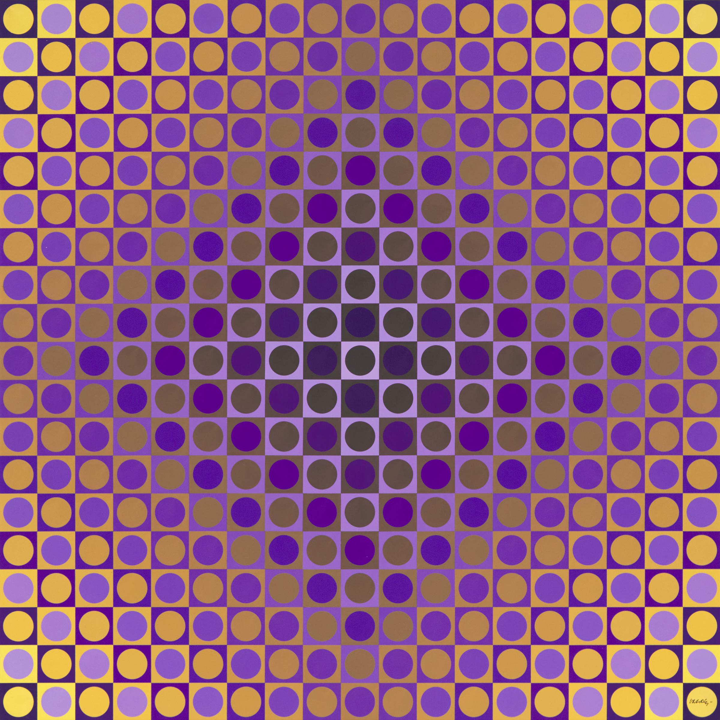 Victor Vasarely (1906-1997) - Alom Yellow/Violet, 1975