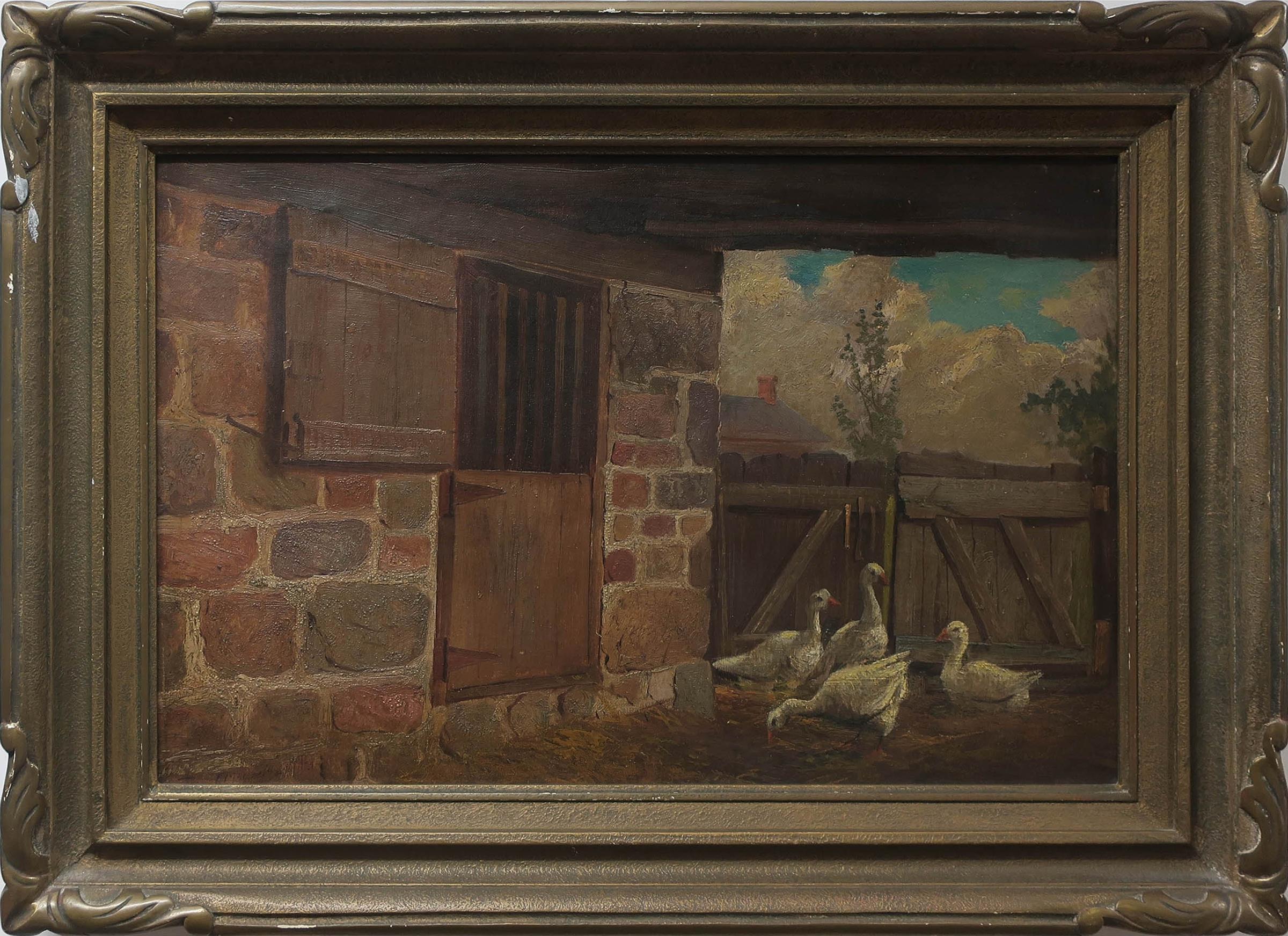 Thomas Mower Martin (1838-1934) - Barnyard With Ducks