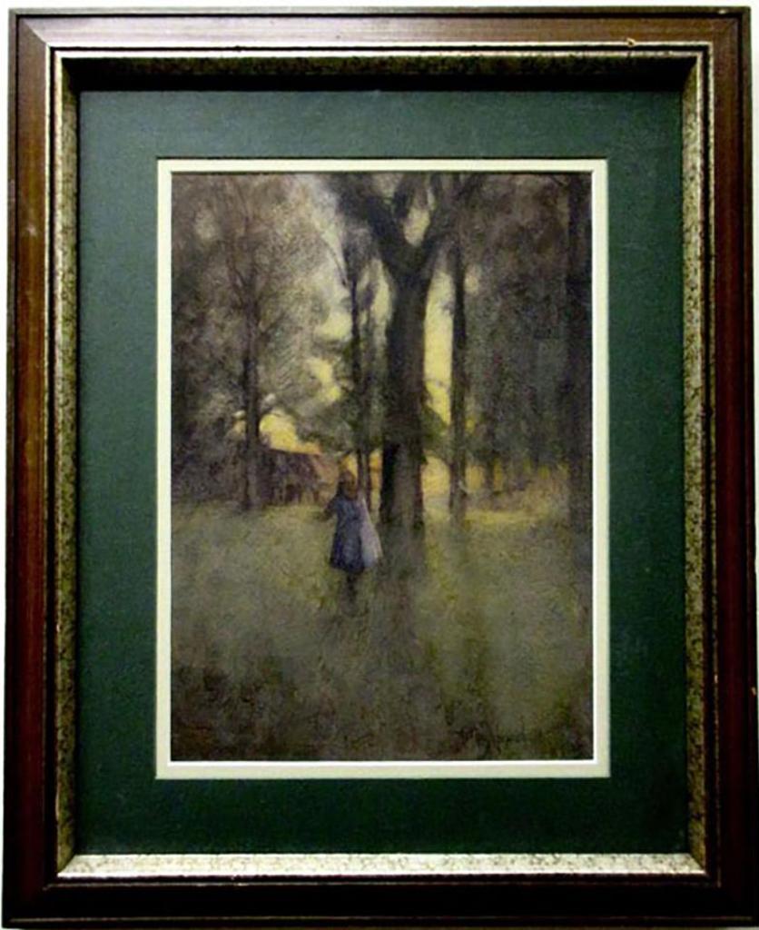 Georges Chavignaud (1865-1944) - Young Girl Walking Thru Woods