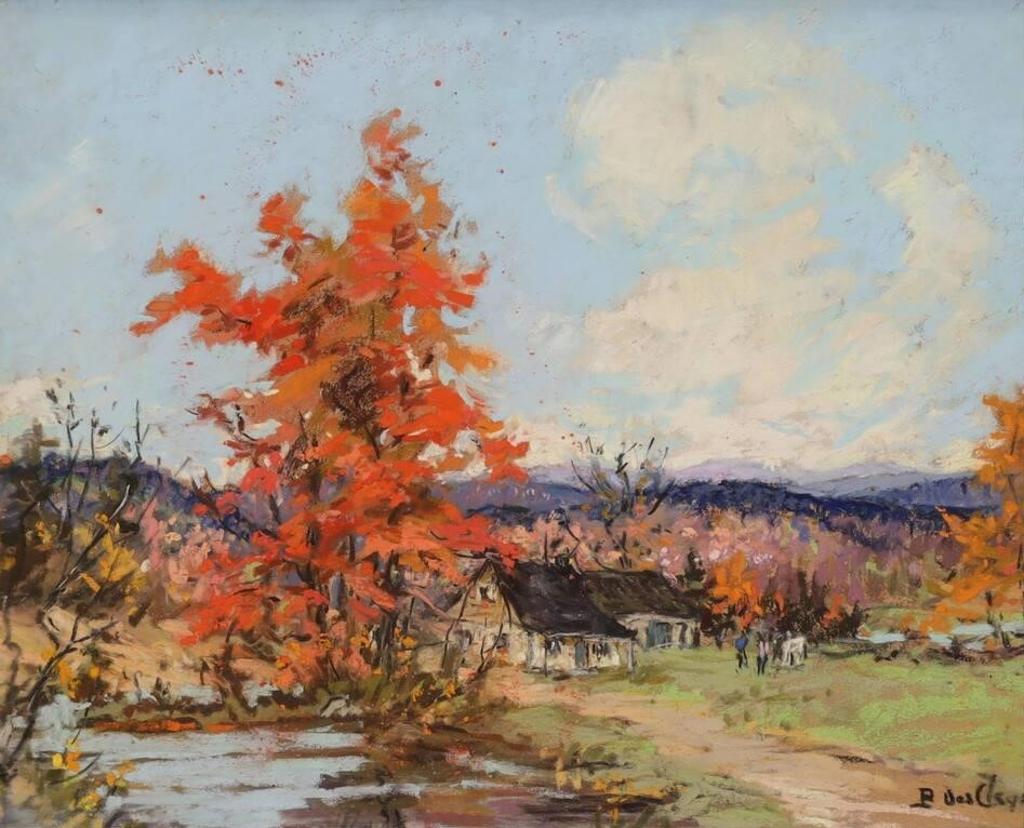 Berthe Des Clayes (1877-1968) - Little Farm On The River (The Red Maple)