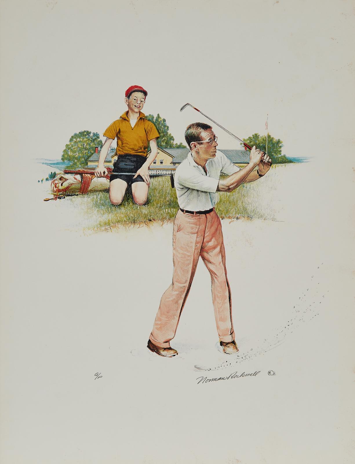 Norman Perceval Rockwell (1894-1978) - Golf; Cheering; Baseball (From School Days Folio), 1972