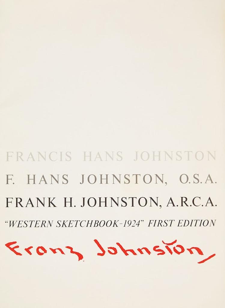 Frank (Franz) Hans Johnston (1888-1949) - Western Sketchbook - 1924 (First Edition)