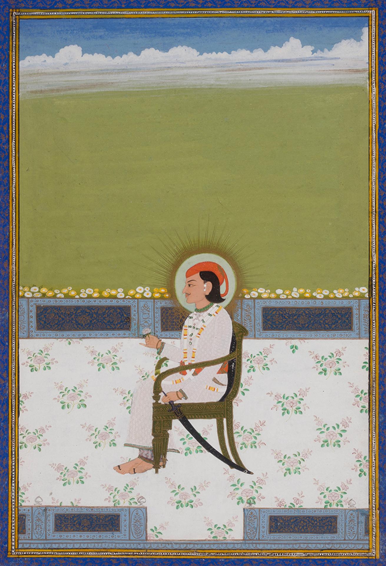 Indian Art - A Pahari (Possibly Kangra) Painting of a Prince, 18th/19th Century