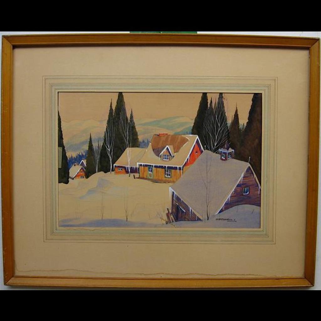 Graham Norble Norwell (1901-1967) - Sunlit Snow Covered Cabins