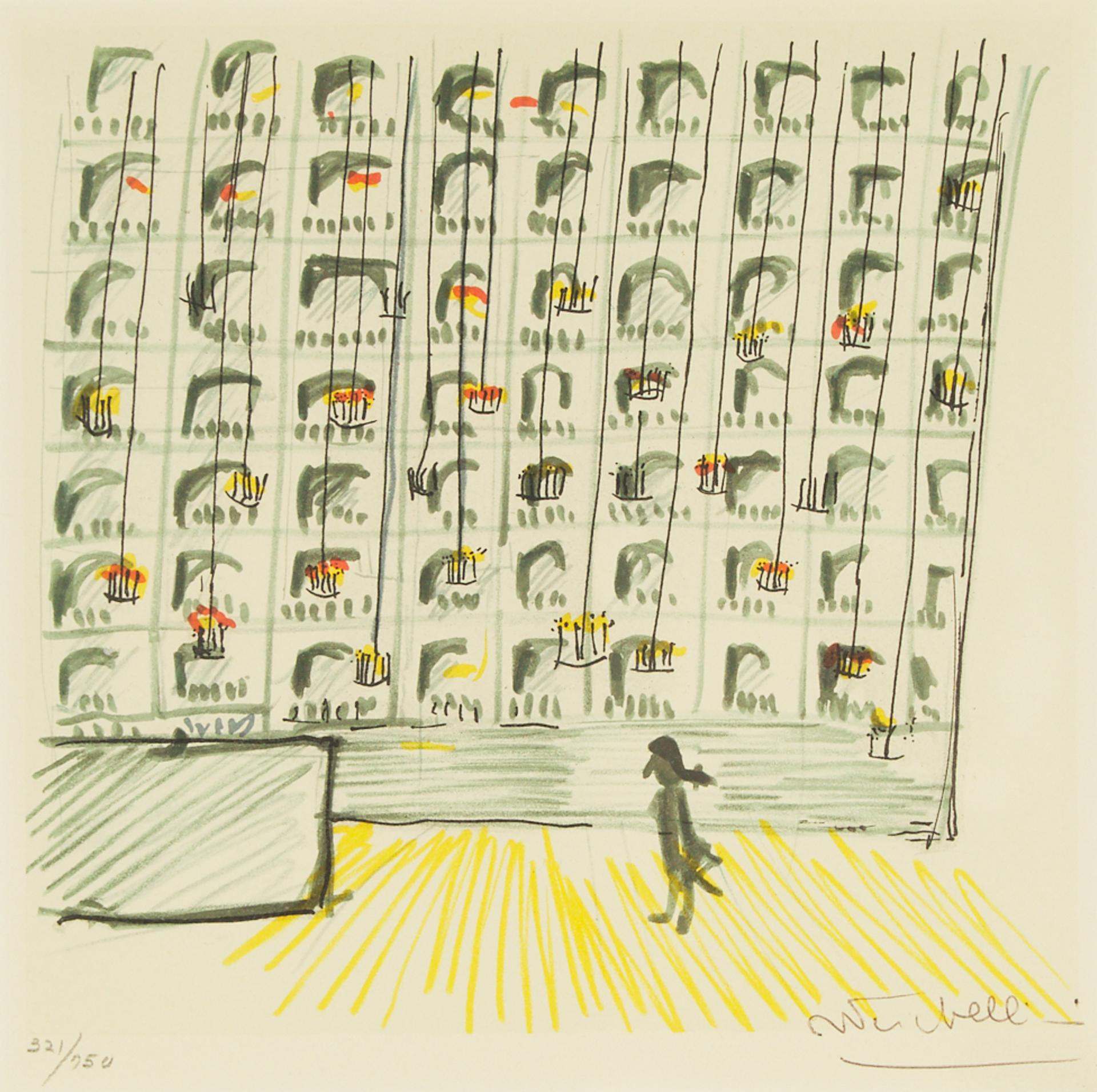 Frederico Fellini - Il Casanova - Ii Teatro Di Dresda (Flag Series), After The Drawing Of 1976, Printed Later By The World Federation Of United Nations Associations In 1986