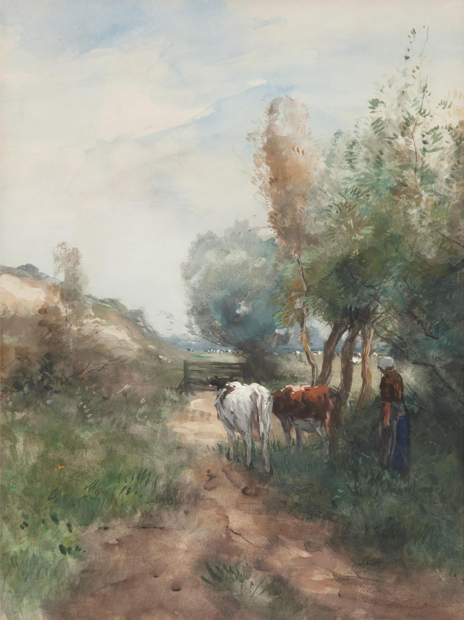 Willem George Frederik Jansen (1871-1949) - Cows At The Gate