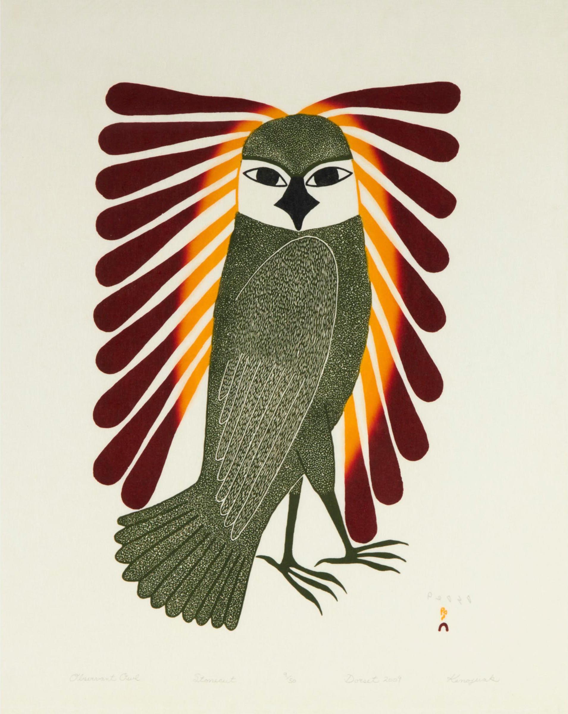 Kenojuak Ashevak (1927-2013) - Observant Owl, 2009