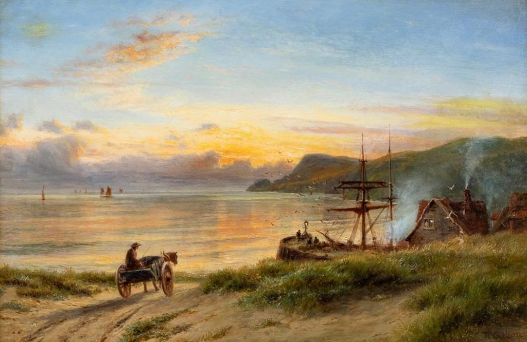 Robert Gallon (1845-1925) - Sunset Boats on the Coast
