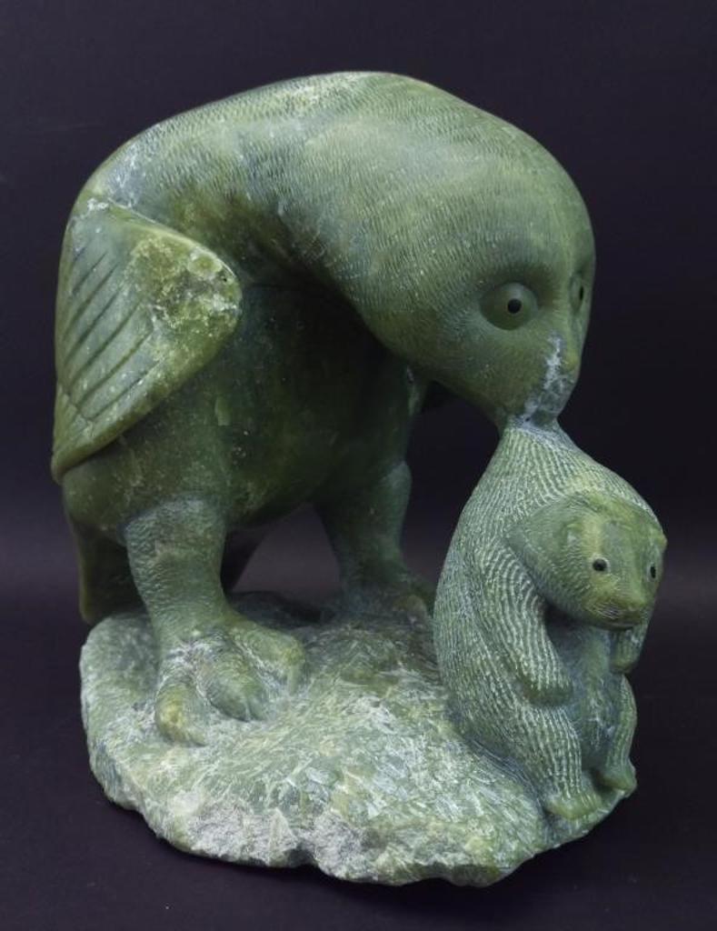 Simeonie Aqpik (1948) - Owl with Lemming, c.2006