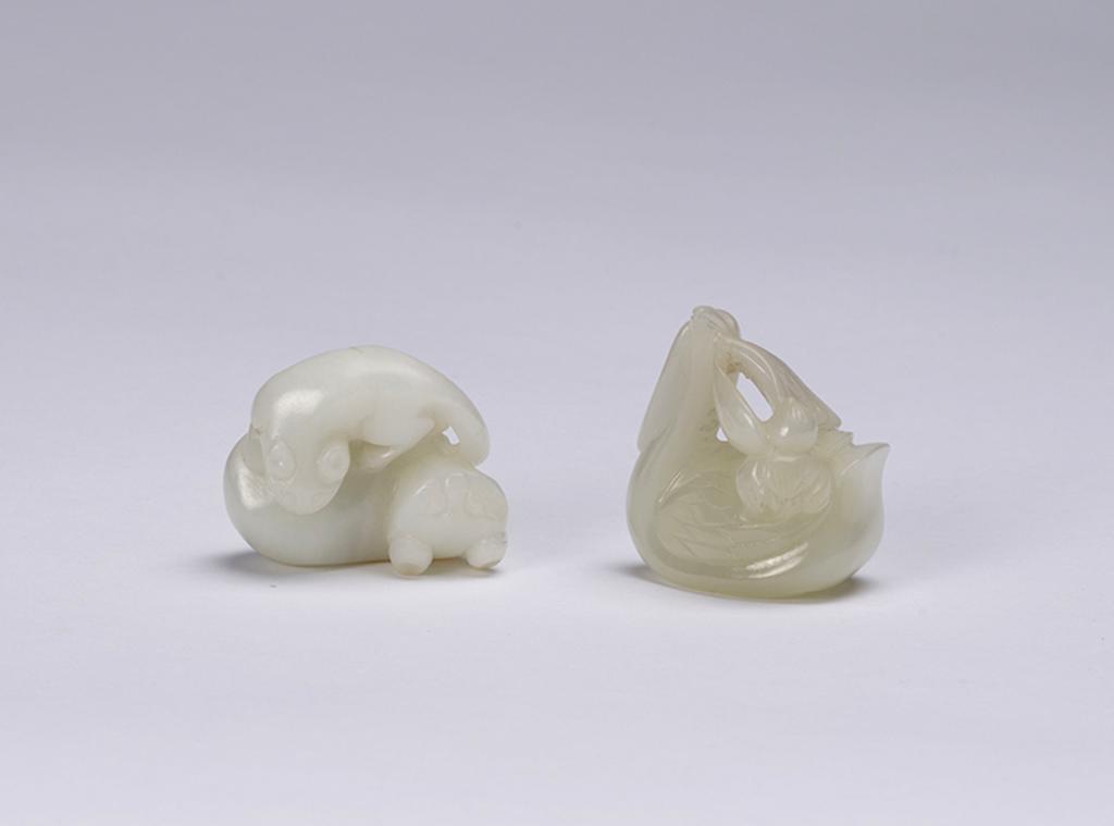 Chinese Art - Two Chinese White Jade Carvings, 19th Century