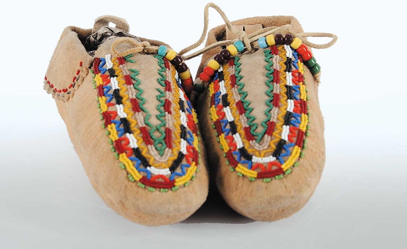 First Nations Basket School - Beaded Leather Moccasins