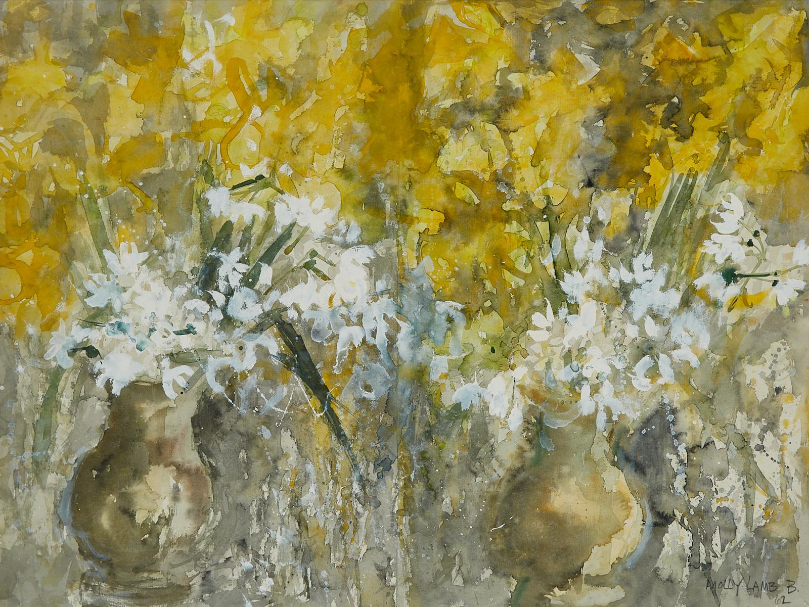 Molly Joan Lamb Bobak (1922-2014) - Twin Jugs Of Flowers, 1962