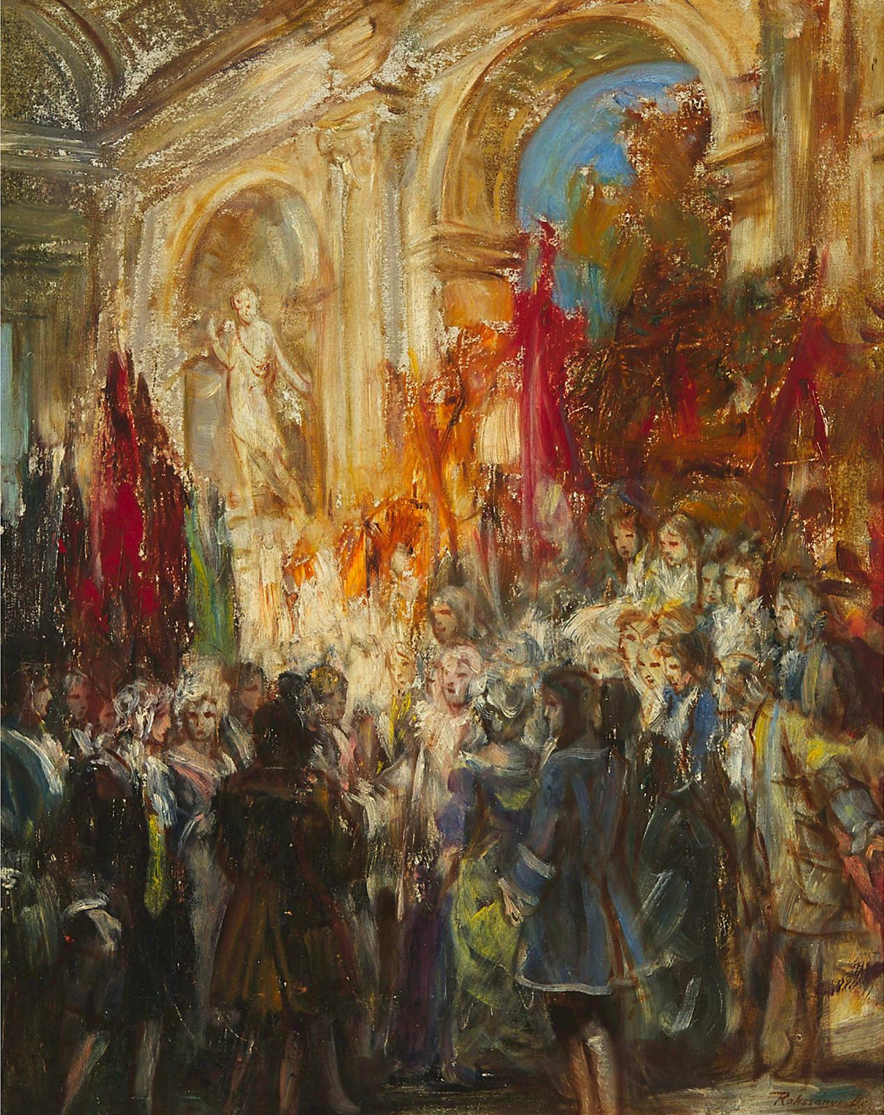 Rezsö Rakssányi (1879-1950) - A Royal Ceremony In A Vaulted Interior