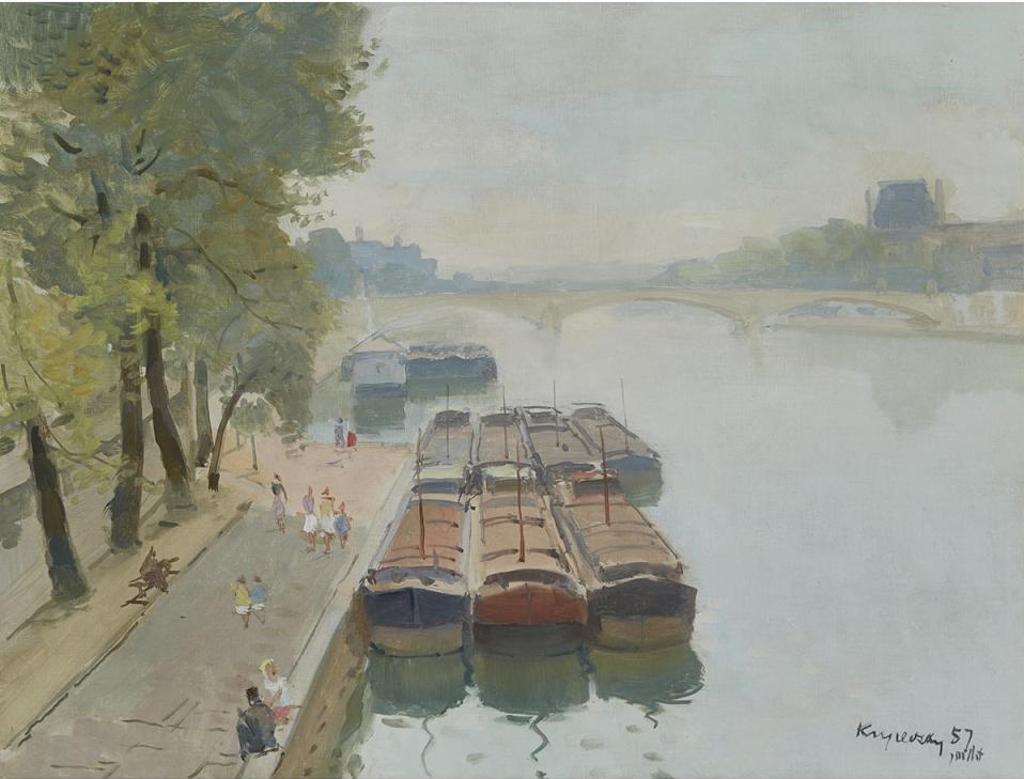 Mykola Krychevsky (1898-1961) - On The Seine, Paris, 1957