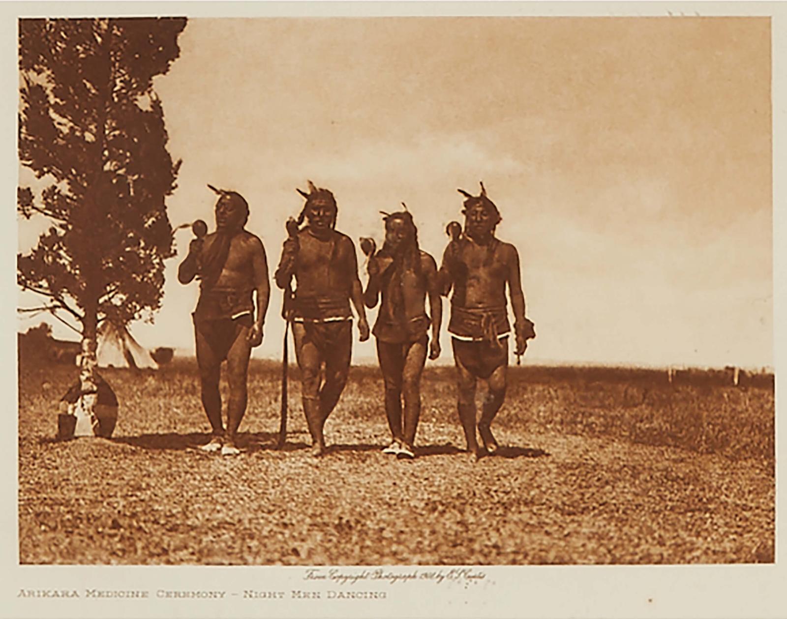 Edward Sherrif Curtis (1868-1952) - The Altar - Arikara, 1908; Arikara Medicine Ceremony - Night Men Dancing, 1908