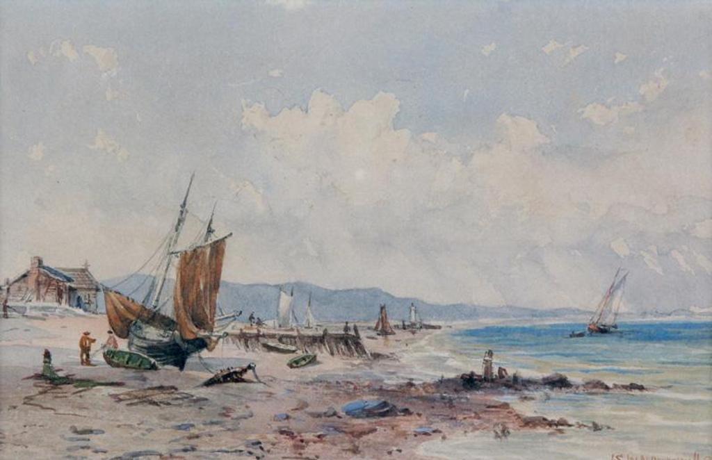 William Nicoll Cresswell (1822-1888) - Boats Moored On The Beach; 1880