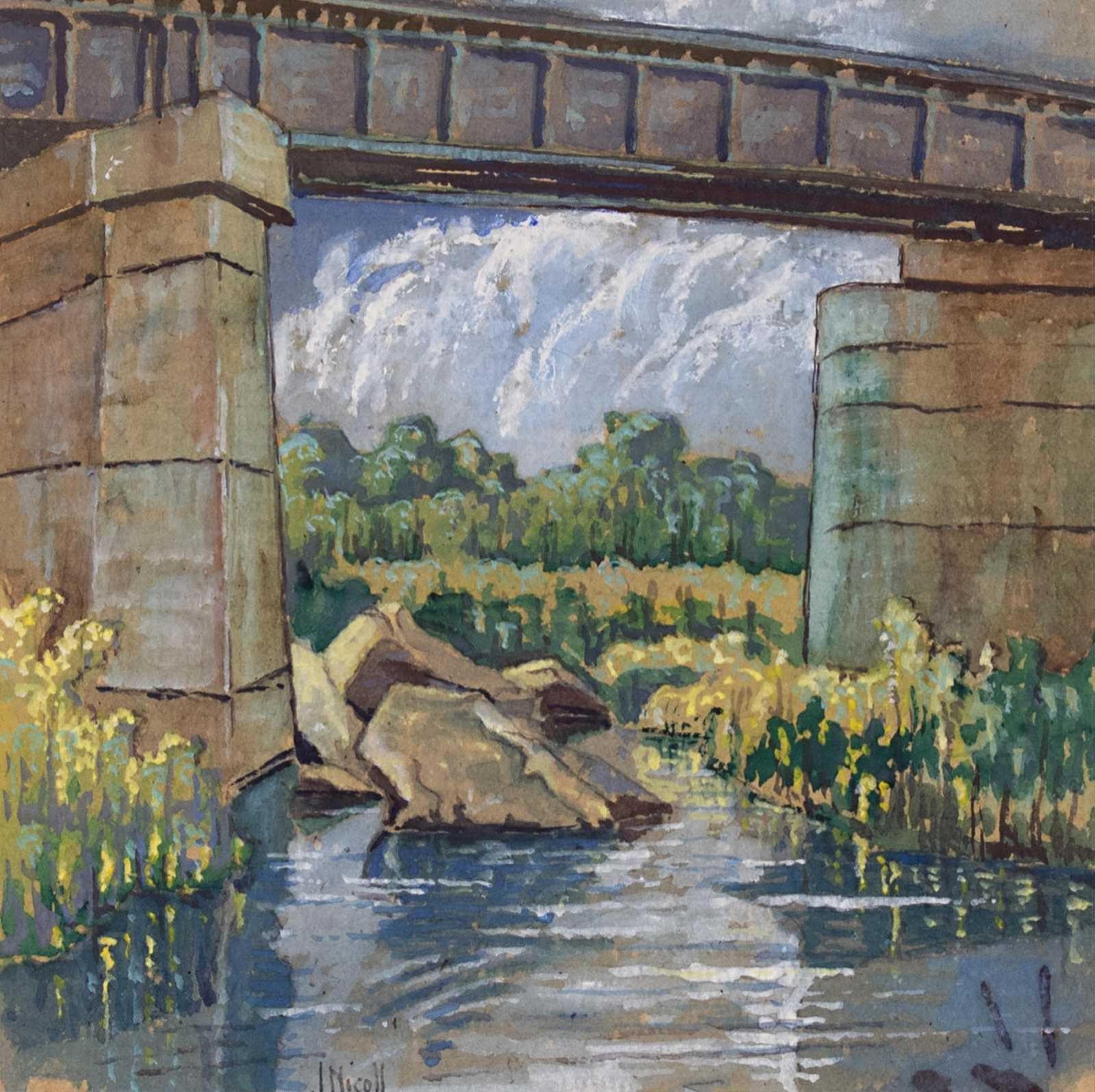James (Jim) McLaren Nicoll (1892-1986) - Bridge Over The Bow; Ca 1934