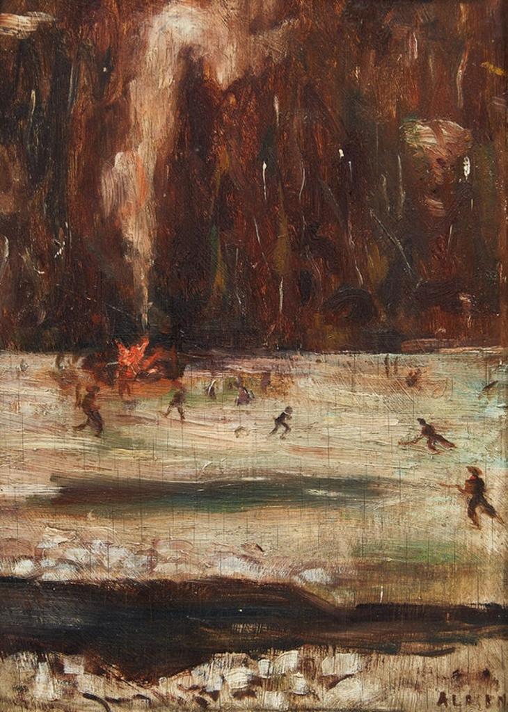 William Gordon Griffiths (1885-1955) - Skating Bonfire Scene