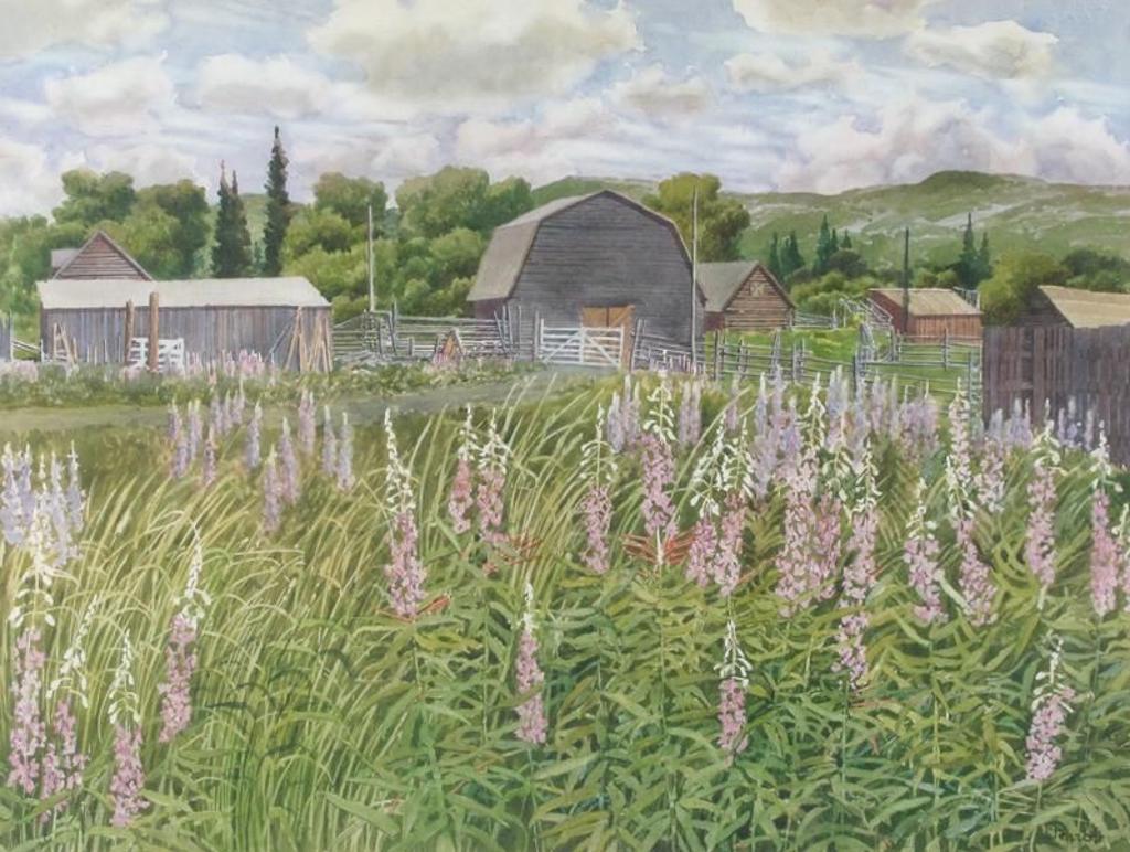 James Stanford (Stan) Perrott (1917-2001) - Barn With Foxglove