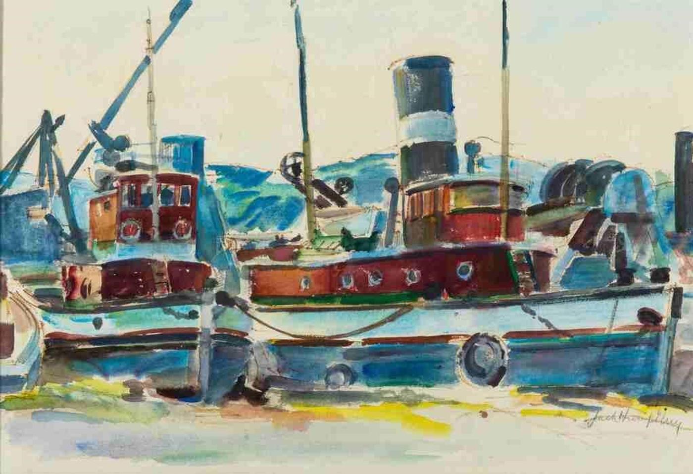 Jack Weldon Humphrey (1901-1967) - Two Tugs Indian* Town