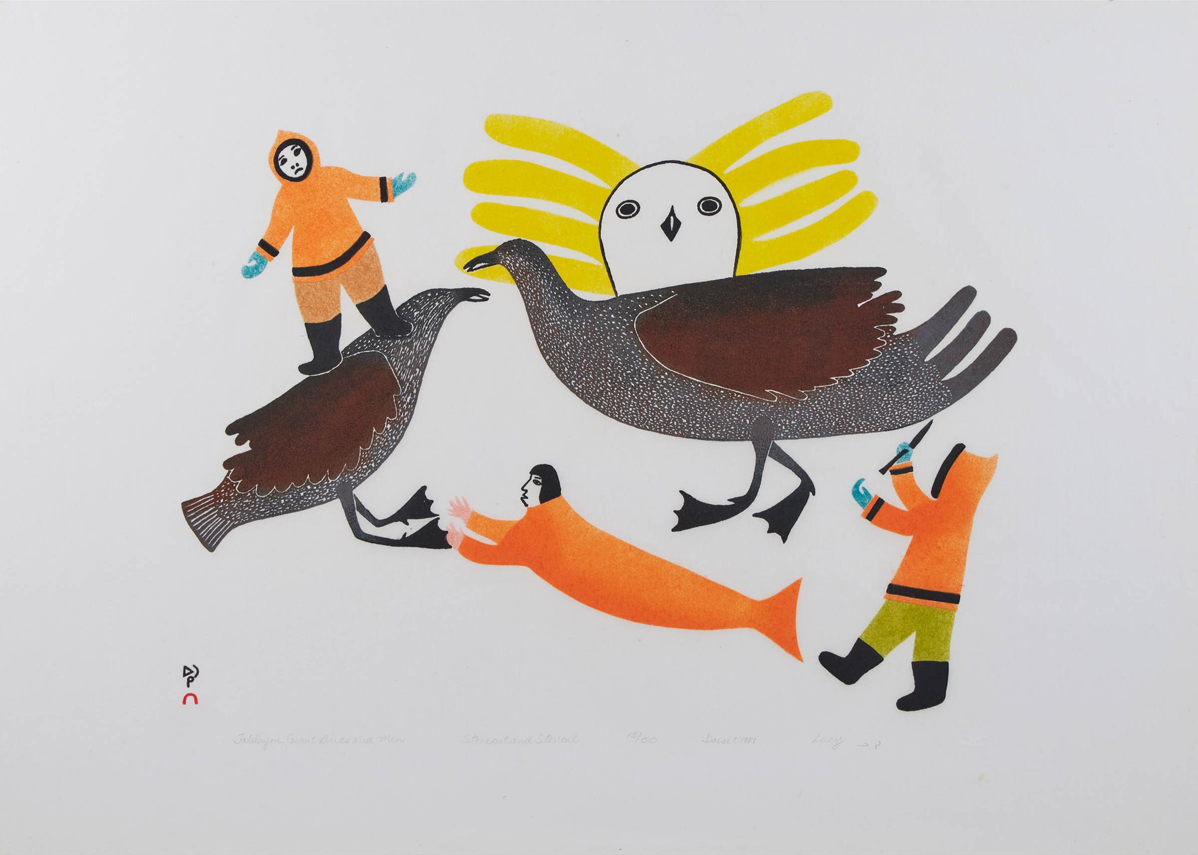 Lucy Qinnuayuak (1915-1982) - Talelayou, Giant Birds And Men