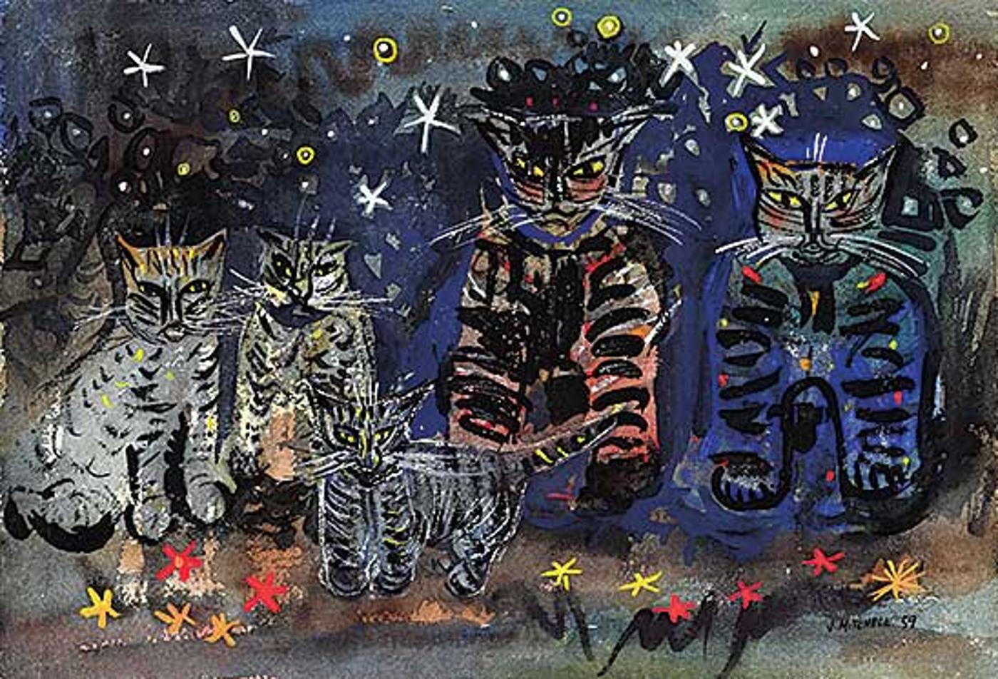 Janet Mitchell (1915-1998) - Untitled - Group of Cats