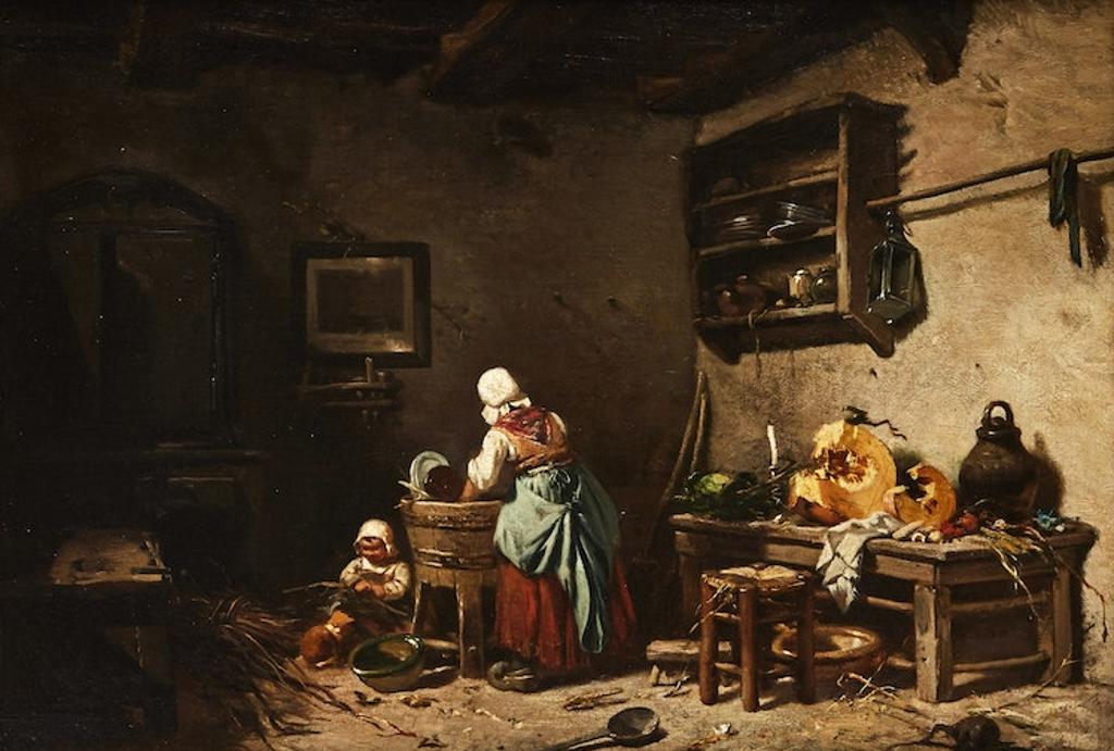 Charles Hoguet (1821-1870) - Interior of a Kitchen