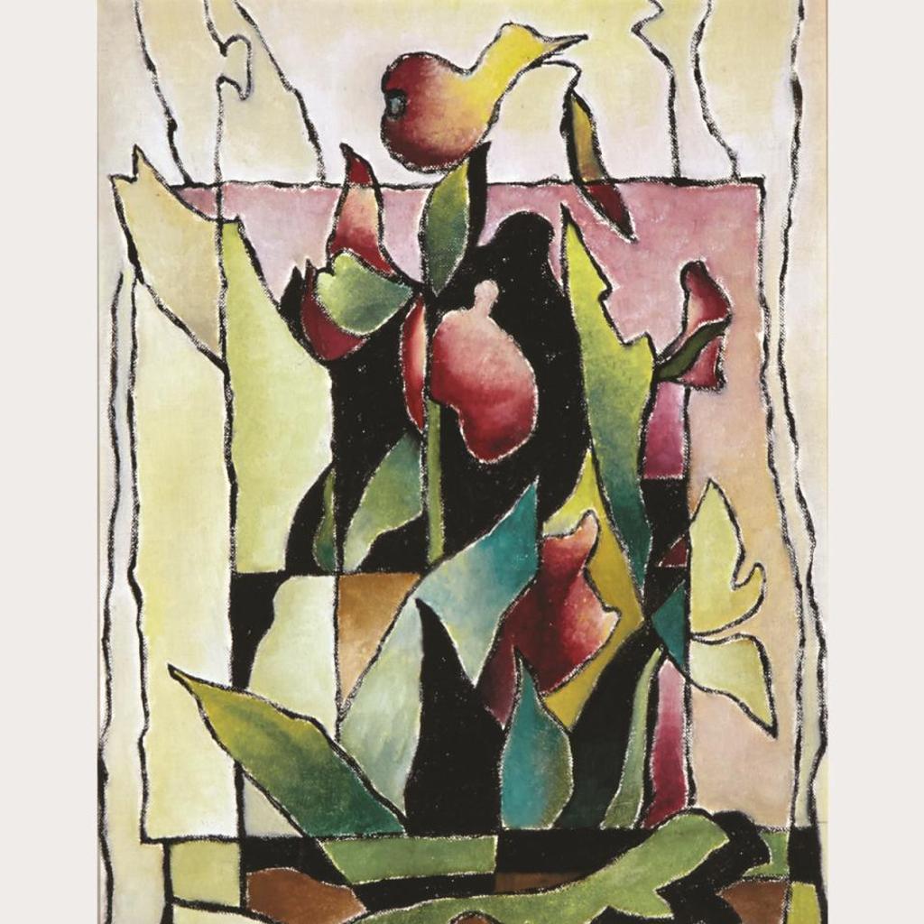 Bertram Richard Brooker (1888-1955) - Abstract (Floral: Purple, Green & Black)
