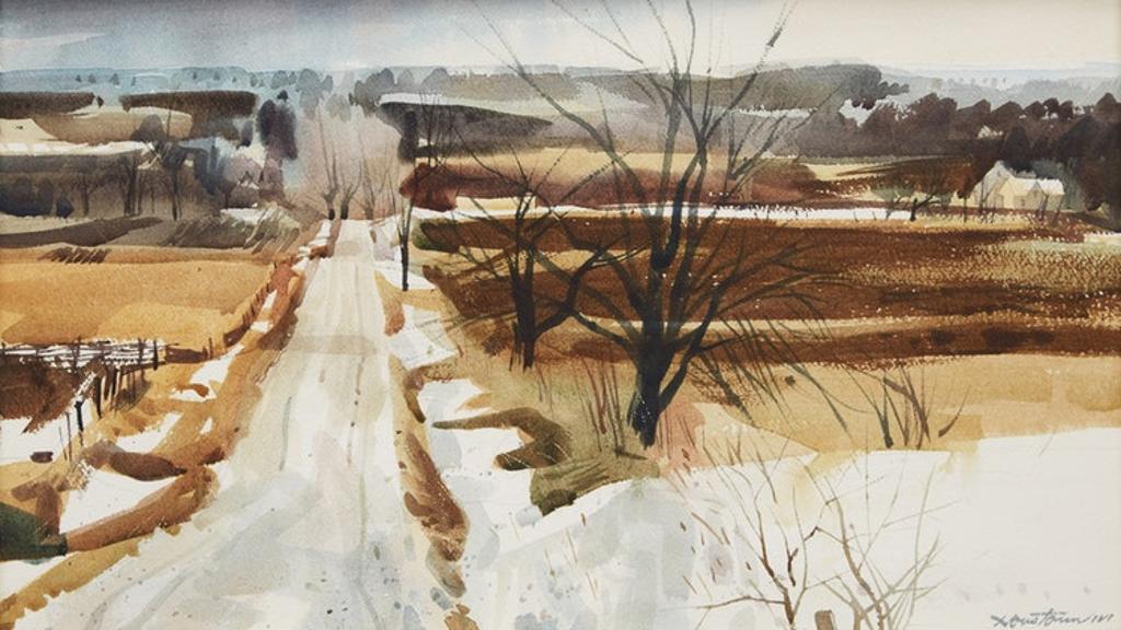 Donald Mackay Houstoun (1916-2004) - Snow Patches, Country Road, Elora
