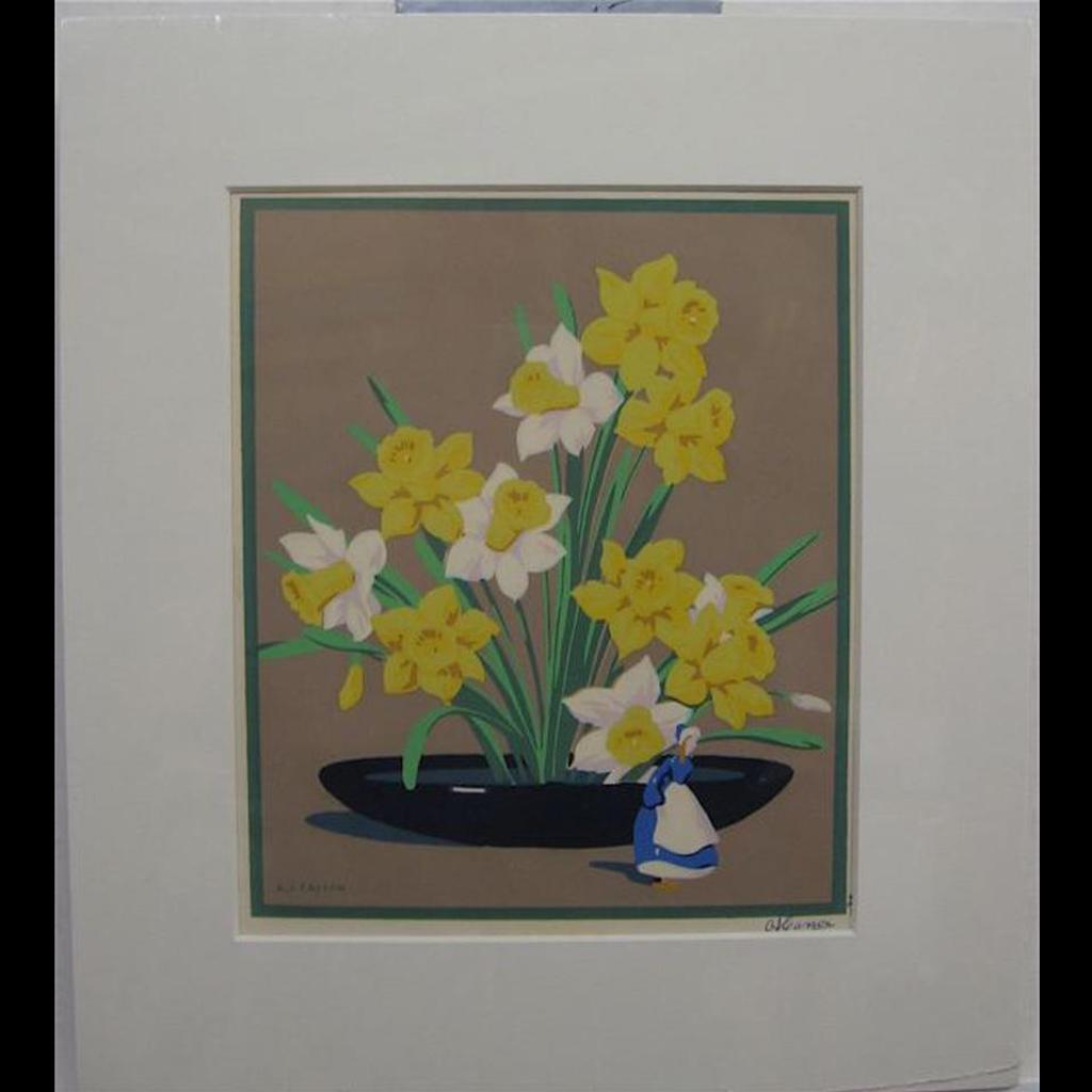 Alfred Joseph (A.J.) Casson (1898-1992) - Daffodils With Figurine