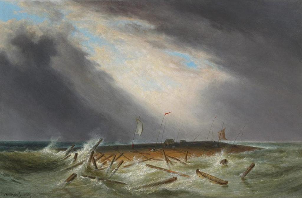 Cornelius David Krieghoff (1815-1872) - Lumber Raft On The St. Lawrence