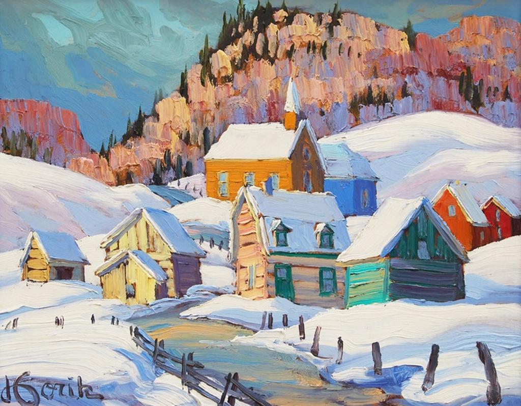 Vladimir Horik (1939) - Winter Village Scene