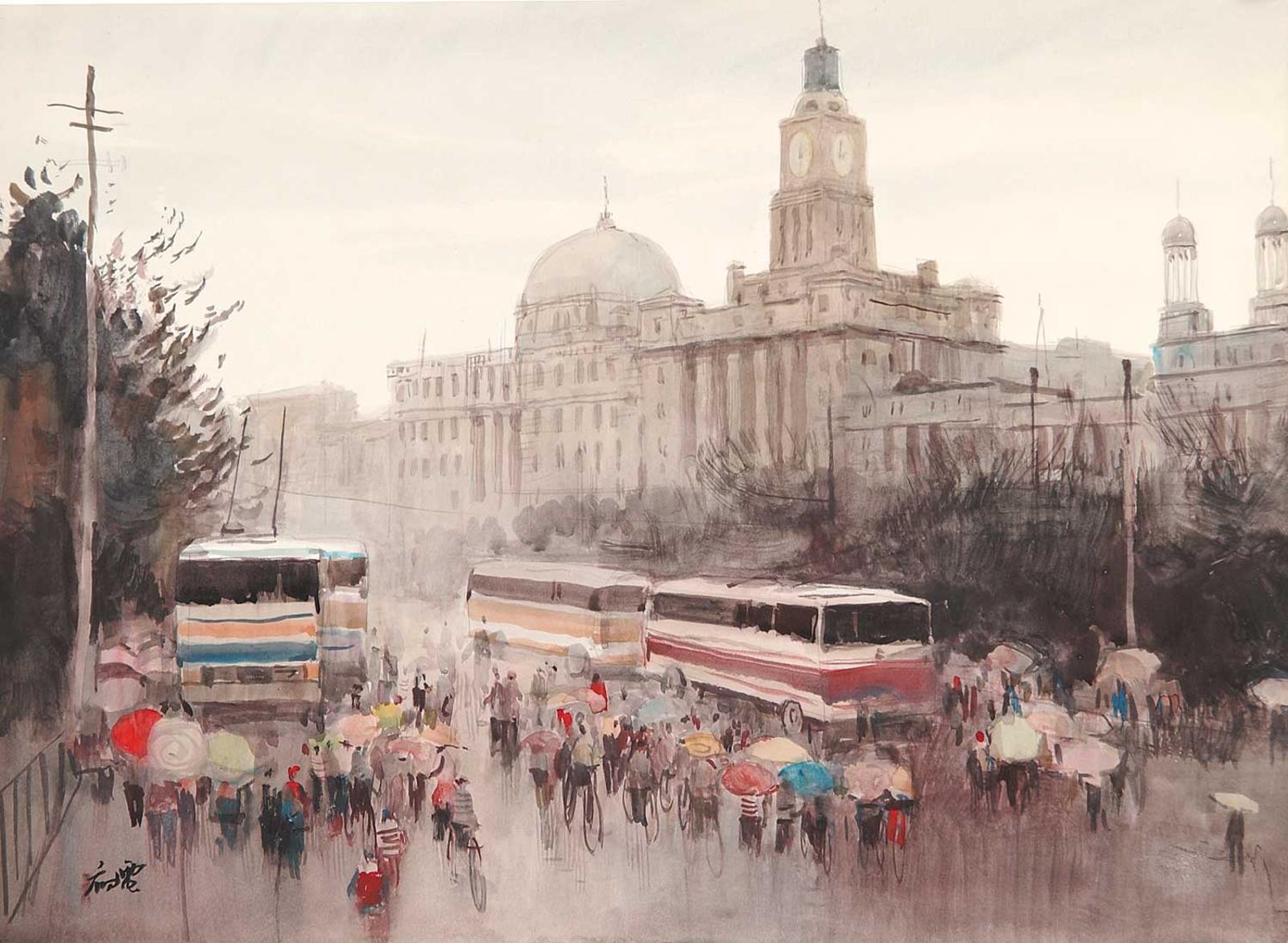 Chinese School - Untitled - Crowded Street Scene