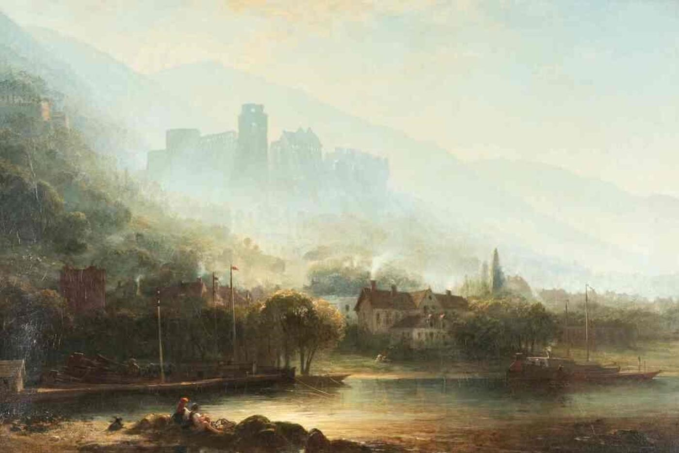 William Wyld (1806-1889) - View of a Town with River and Castle