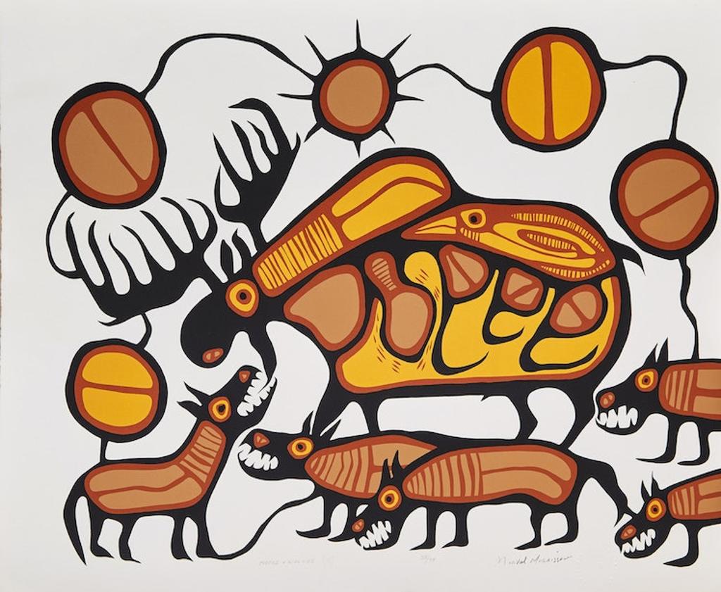 Norval H. Morrisseau (1931-2007) - Moose and Wolves