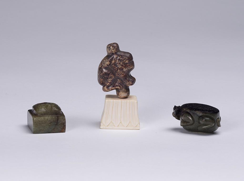 Chinese Art - Three Chinese Mottled Jade Animals, 18th/19th Century or Earlier