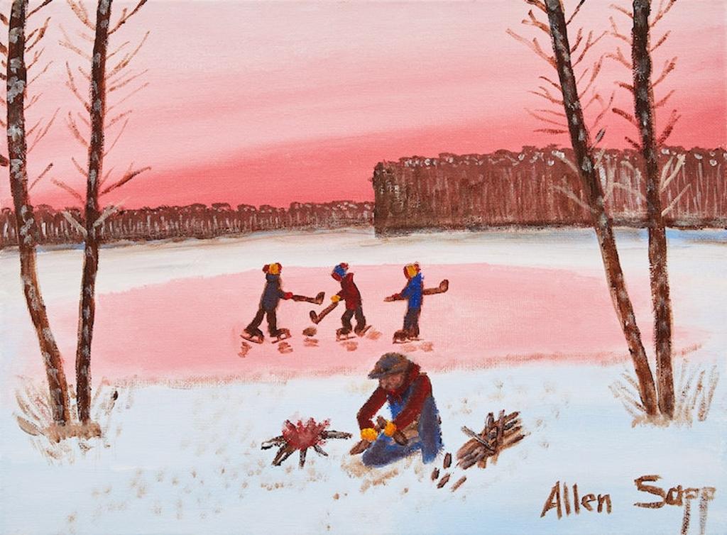 Allen Fredrick Sapp (1929-2015) - Building a Fire by the Skating Pond