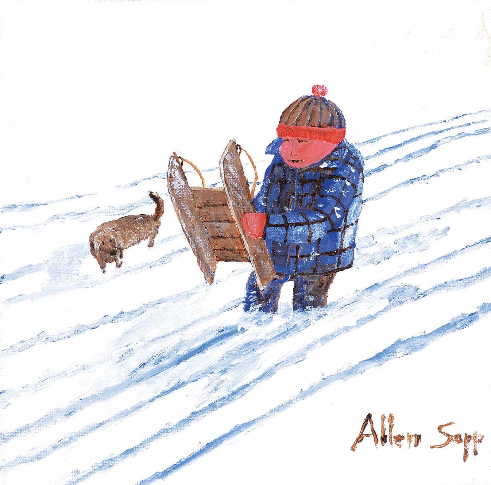 Allen Fredrick Sapp (1929-2015) - Untitled - Sledding with my Best Friend