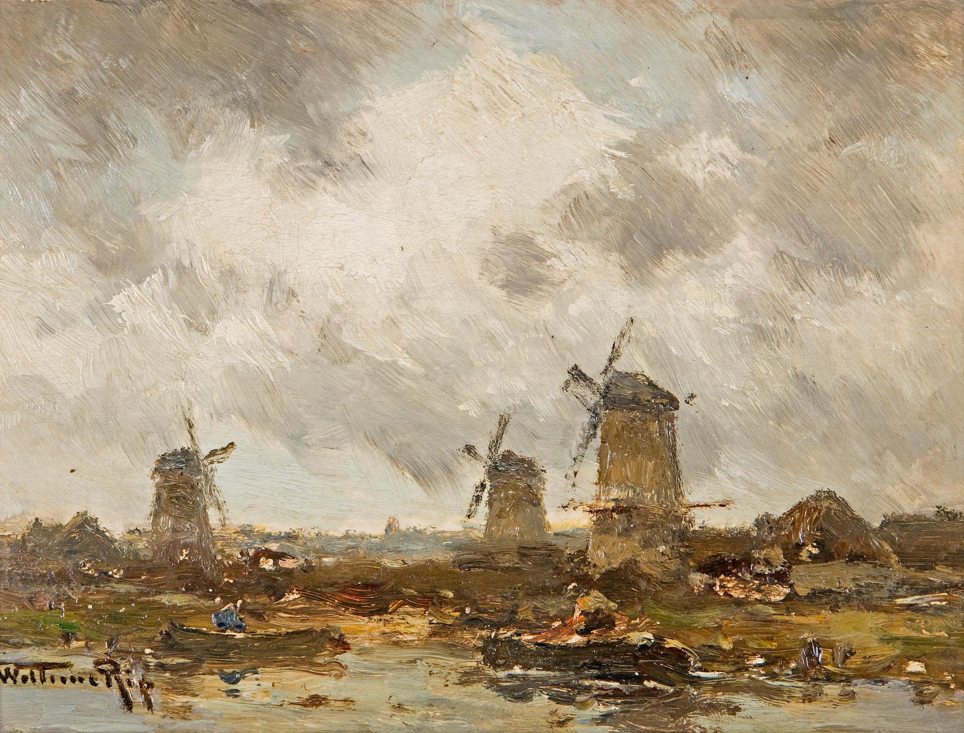 Willem Cornelis Rip (1856-1922) - De drie molens, (The three windmills)