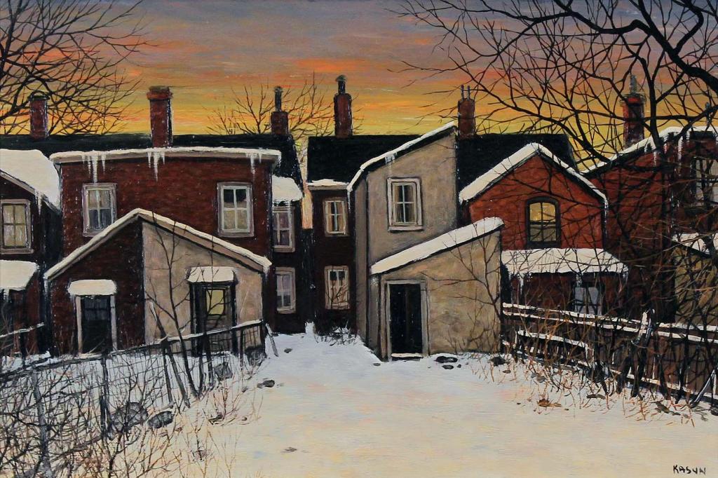 John Kasyn (1926-2008) - Backyard In Early Winter Evening (Lippincott St., Toronto); 1986