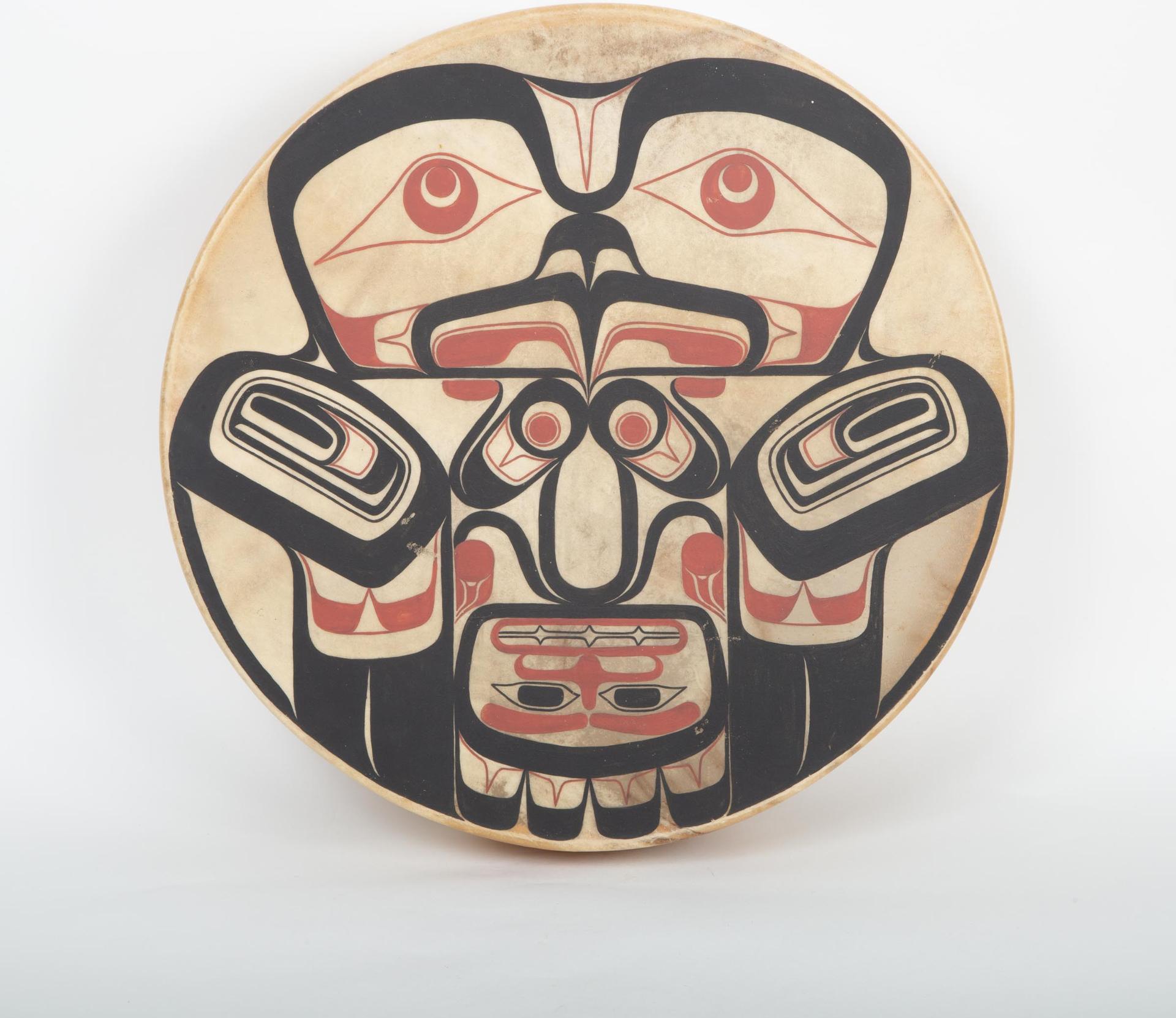 Derek Wilson (1950-2011) - Hand Painted Drum With Eagle And Human Design