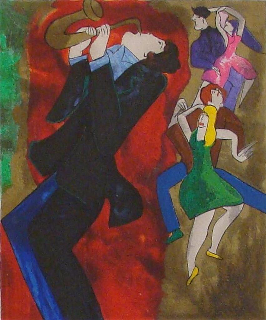 Linda LeKinff (1949) - UNTITLED-MUSICIAN AND DANCERS colour lithograp #20/50 signed in