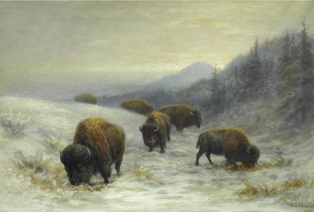Frederick Arthur Verner (1836-1928) - Buffalo Grazing, Winter
