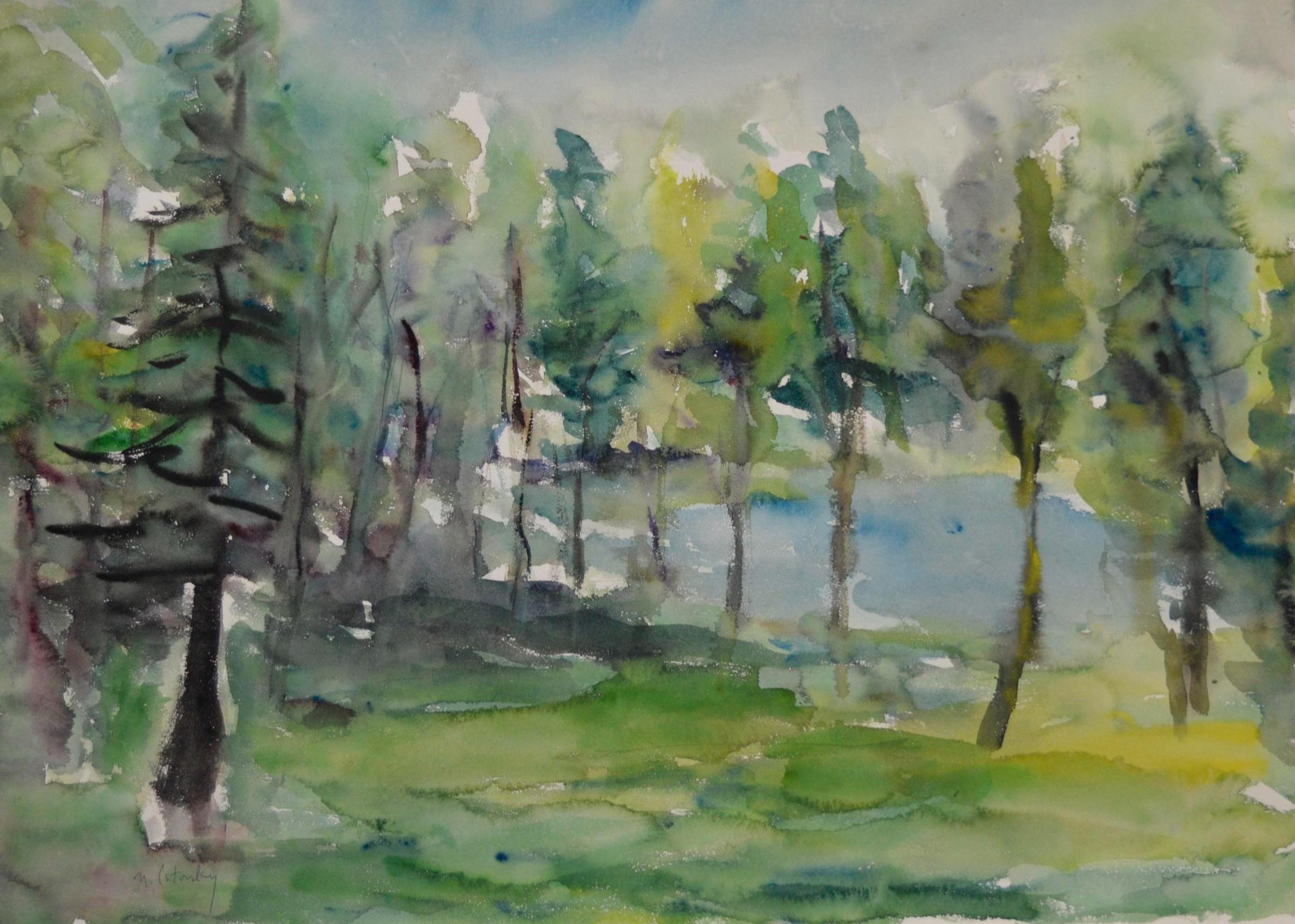 Nathan Letovsky (1925-2014) - Paysage d'été avec un lac