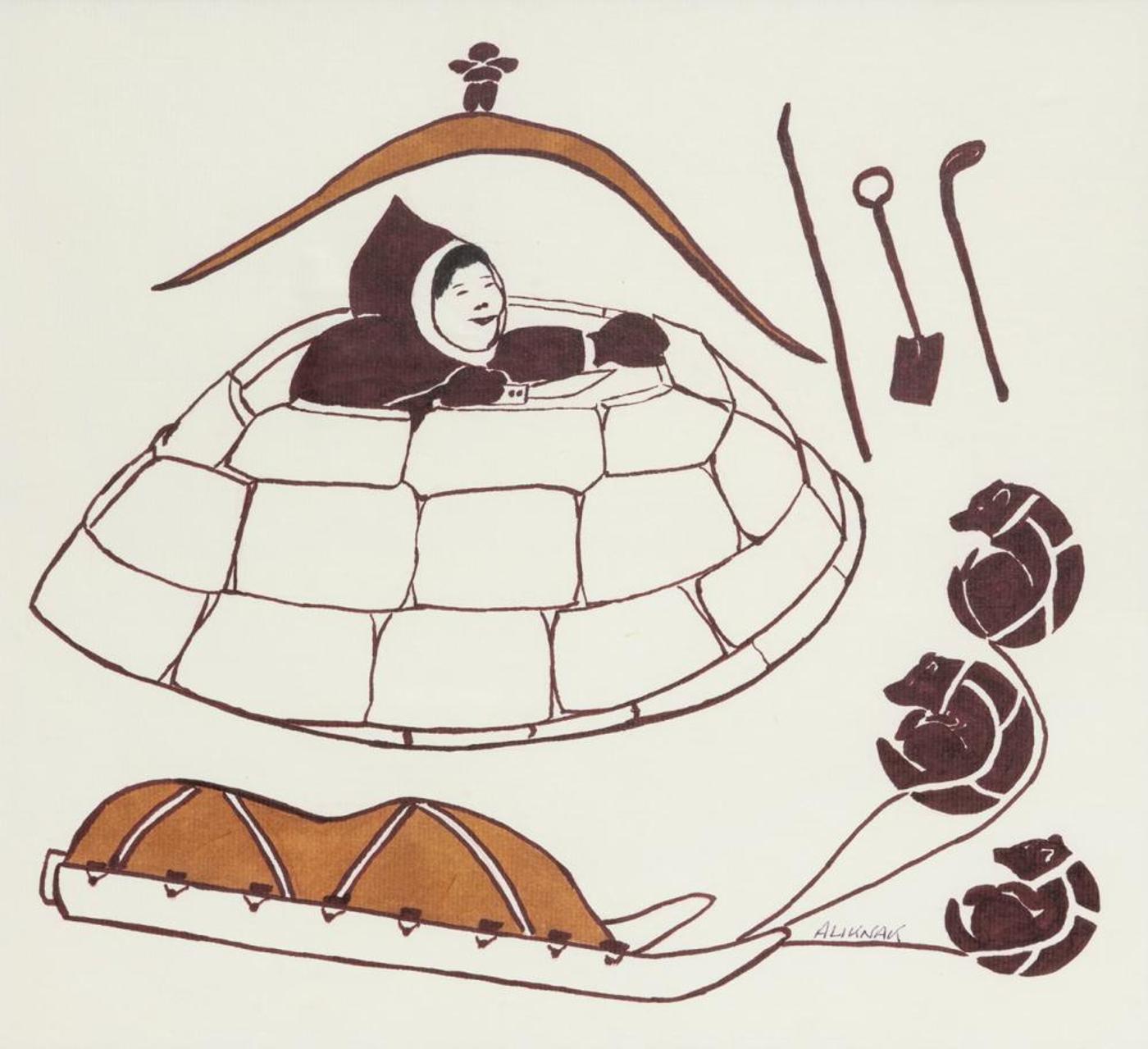 Peter Aliknak (1928-1992) - Building an Igloo