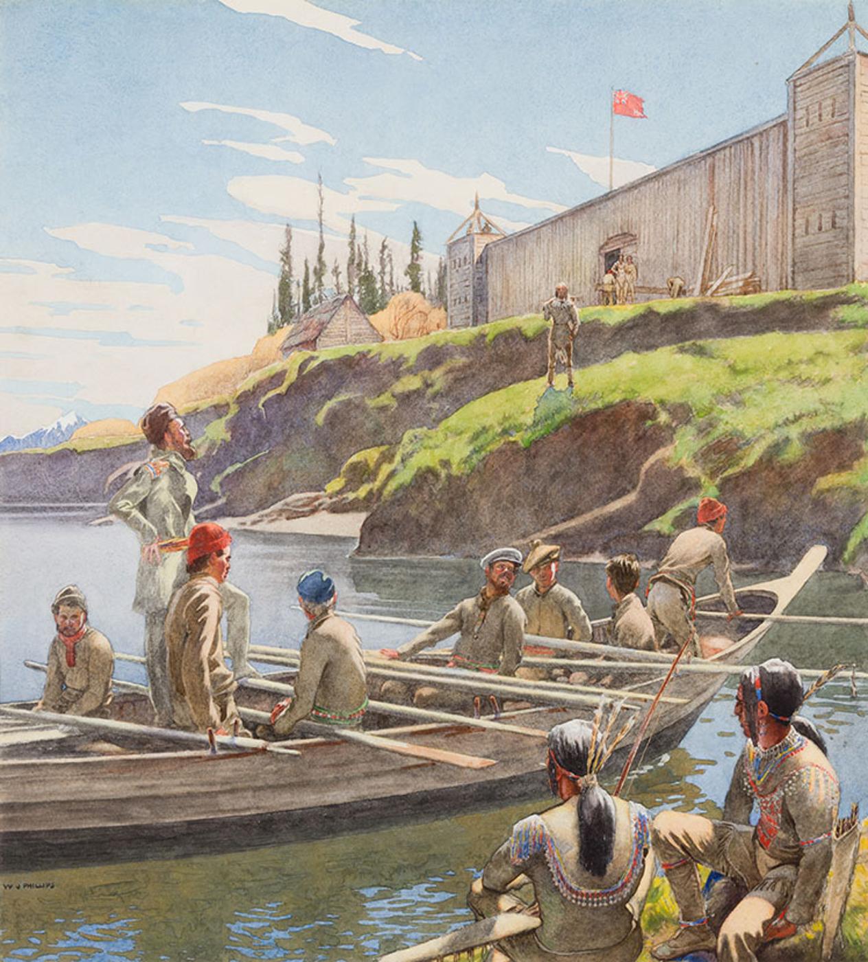 Walter Joseph (W.J.) Phillips (1884-1963) - Building Fort Yukon, 1847-8